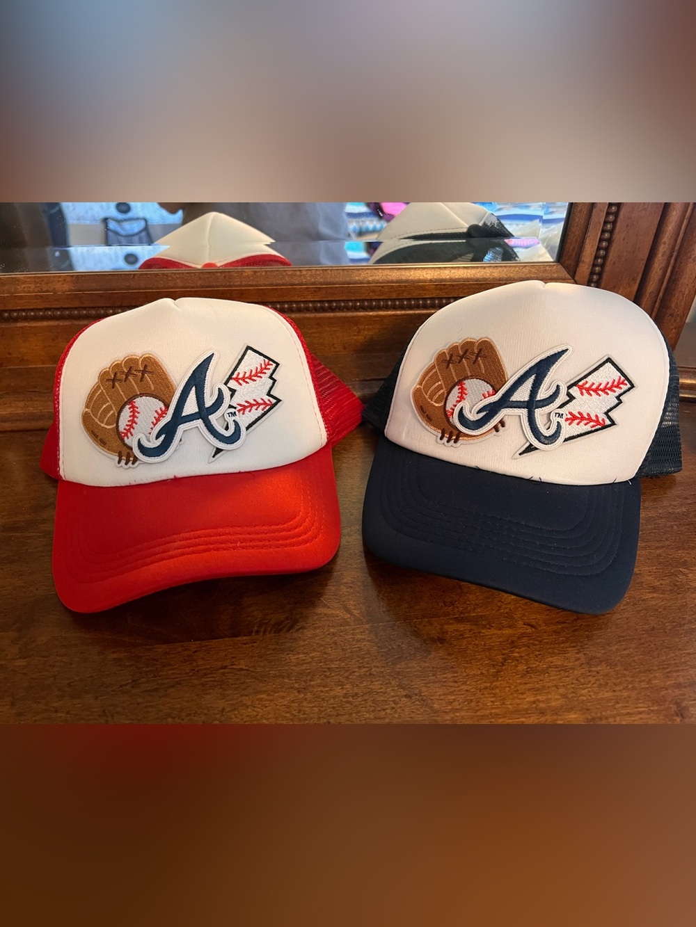 Atlanta Braves Patch Trucker Hat Bundle - Red & Navy